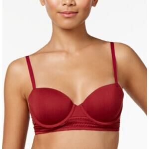 Dkny Lace-Trim Balconette Bra DK4007 Red Size 32C